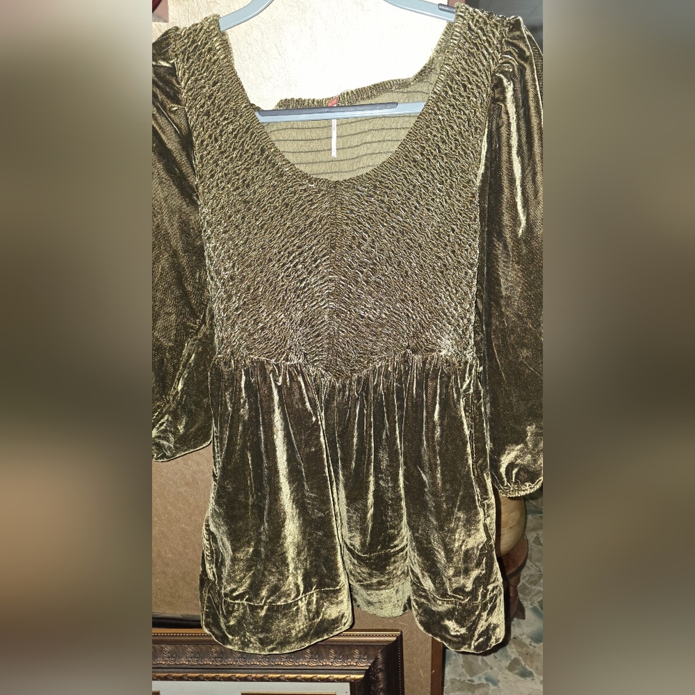 Free People Gold Velvet Mini Dress